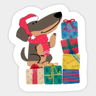 Wiener Dog Christmas Sticker